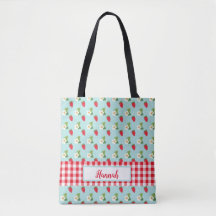 Strawberry Fields - Red Gingham Karo Monogram