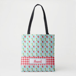 Strawberry Fields - Red Gingham Karo Monogram Tasche
