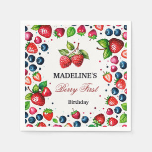 Strawberry First Birthday Baby Shower Serviette