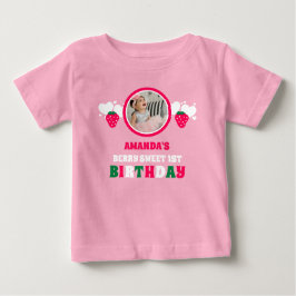 Strawberry First Birthday Celebration Photo Baby T-shirt