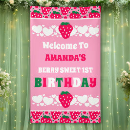 Strawberry First Birthday Celebration Welcome Banner