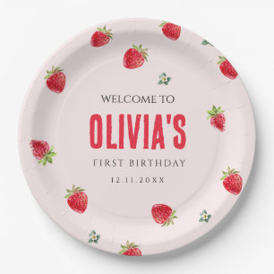 Strawberry First Birthday Paper Tellers Pappteller