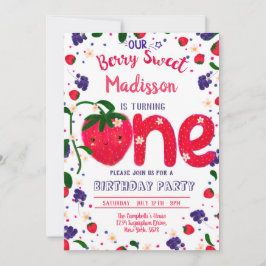 Strawberry FIRST Geburtstag Einladung