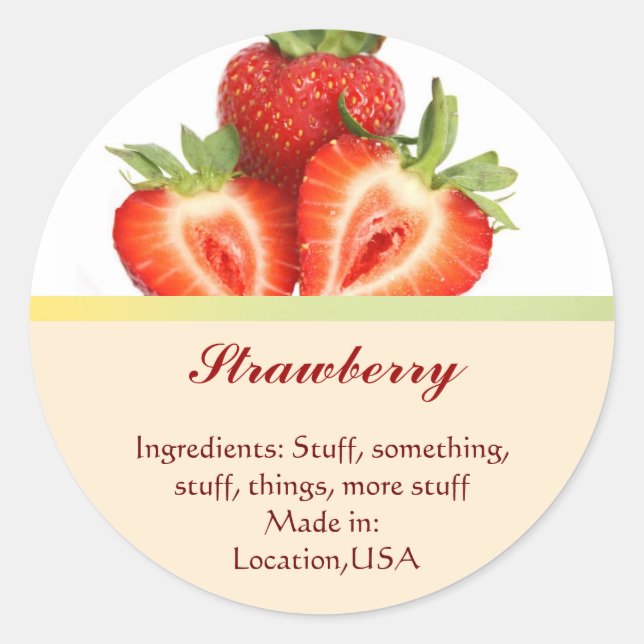 Strawberry Flavor Labels Runder Aufkleber (Vorderseite)