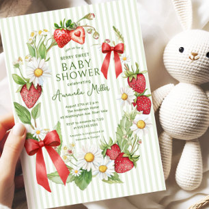 Strawberry Floral Baby Dusche Einladung