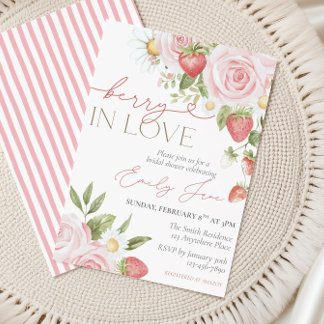Strawberry Floral Bridal Shower Invite, Berry In Einladung