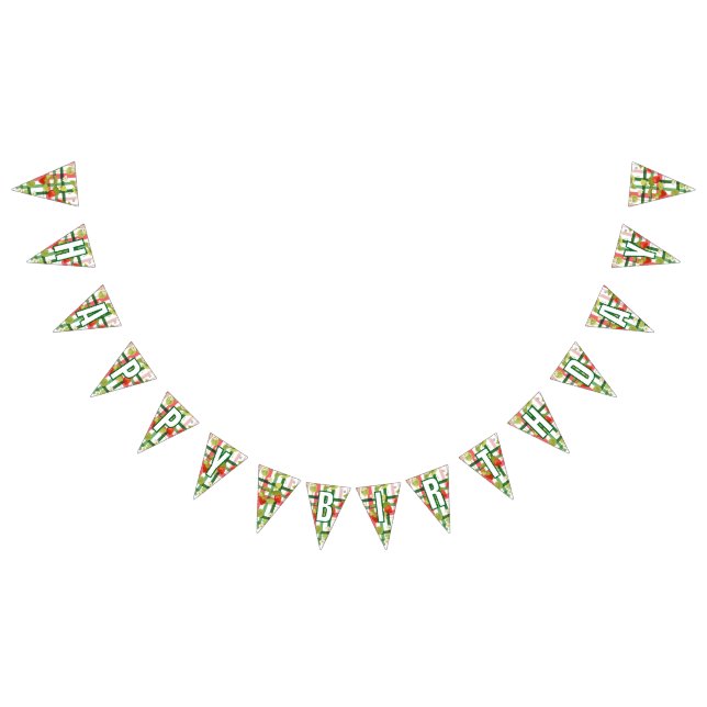 Strawberry Floral Happy Birthday Banner (Alle)