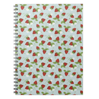 Strawberry Floral Whimsical Spiral Bound Notebook Notizblock