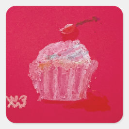 Strawberry Frosting Quadratischer Aufkleber