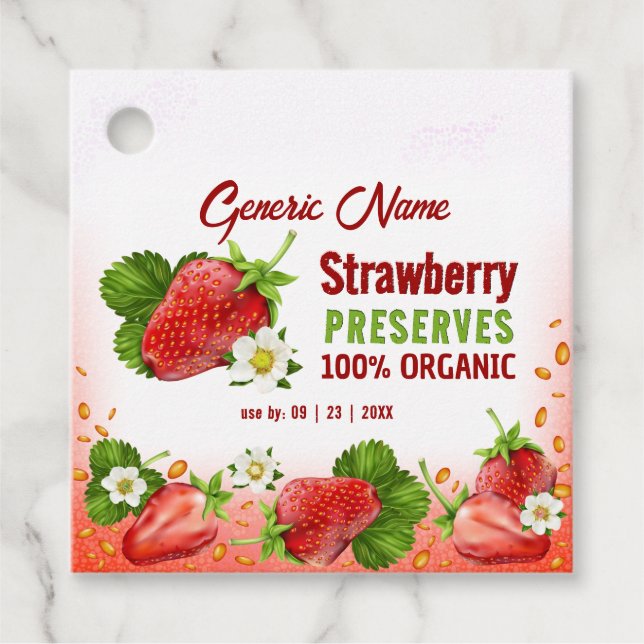Strawberry Fruchtsaftmarke Geschenkanhänger (Vorderseite)