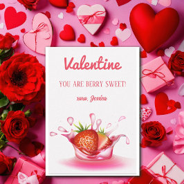 Strawberry Fruit Berry Sweet Valentinstag Mitteilungskarte