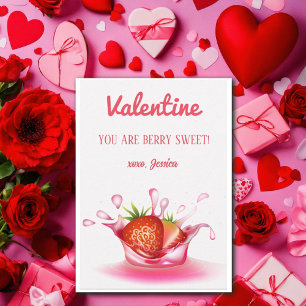 Strawberry Fruit Berry Sweet Valentinstag Mitteilungskarte