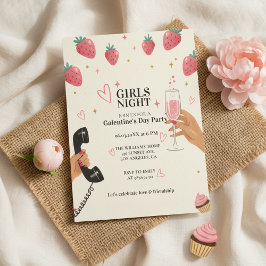 Strawberry Galentine's Girls Night Party Einladung