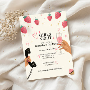 Strawberry Galentine's Mädchenabend-Party Einladung