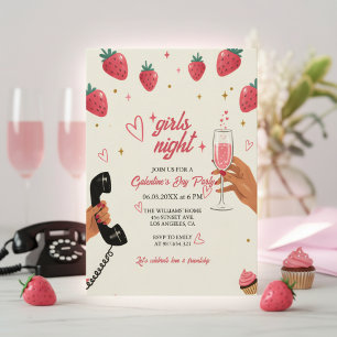 Strawberry Galentine's Mädchenabend-Party Einladung