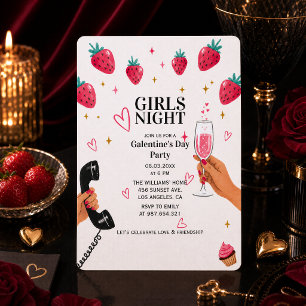Strawberry Galentine's Mädchenabend-Party Einladung