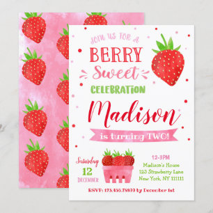 Strawberry Geburtstagsparty Einladungen