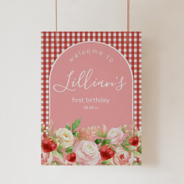 Strawberry Geburtstagsparty oder Babydusche Begrüß Poster