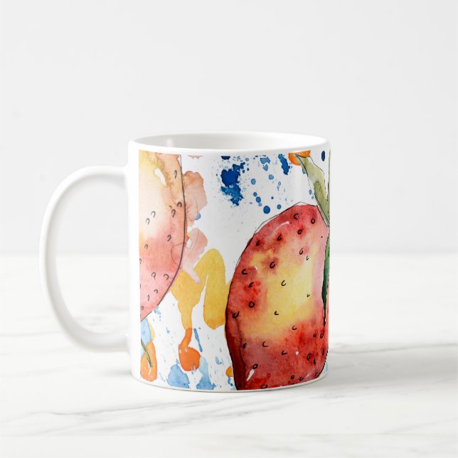 Strawberry gesundes Essen. Waterfarbe Kaffeetasse (Links)
