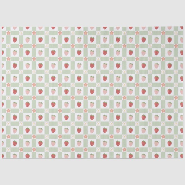 Strawberry Gingham Berry Themed Seidenpapier (Vorderseite)
