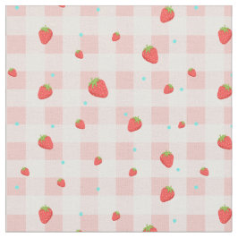 Strawberry Gingham Fabric Stoff