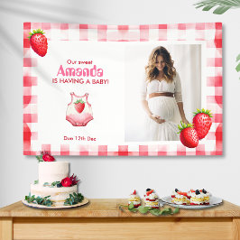 Strawberry Gingham mit Baby Dusche Retro Picnic Banner