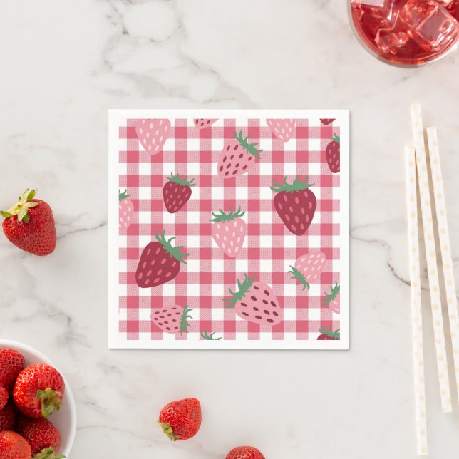 Strawberry Gingham Pattern Serviette (Beispiel)