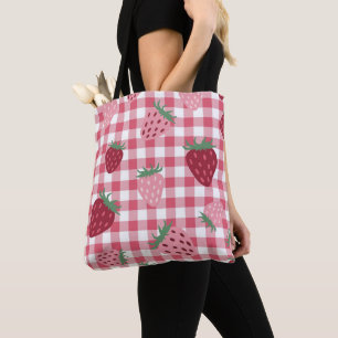 Strawberry Gingham Pattern Tasche