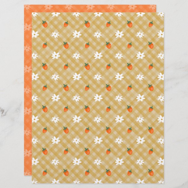Strawberry Gingham Scrapbook Paper (Vorne/Hinten)