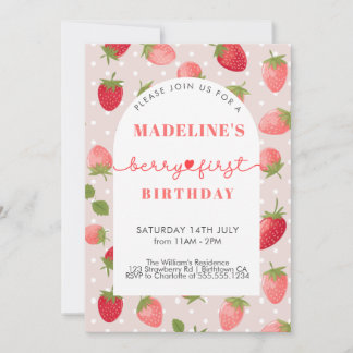 Strawberry Girl 1. Geburtstag Einladung
