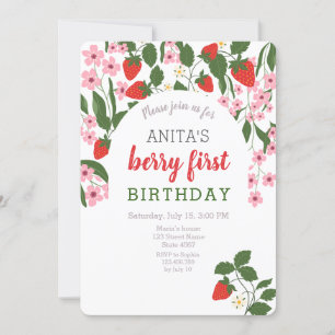 Strawberry Girl 1. Geburtstag Einladung