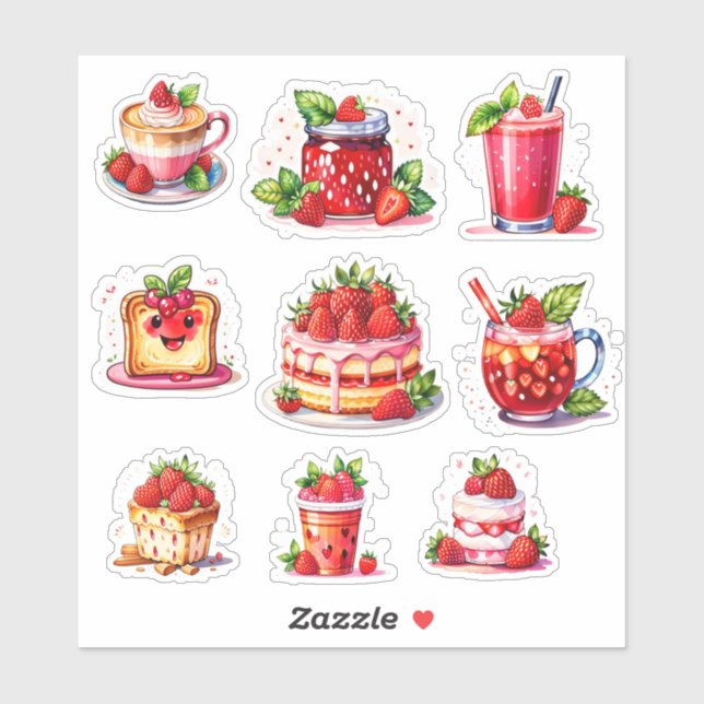 Strawberry Girl 🍓 ✨ Aufkleber (Blatt)