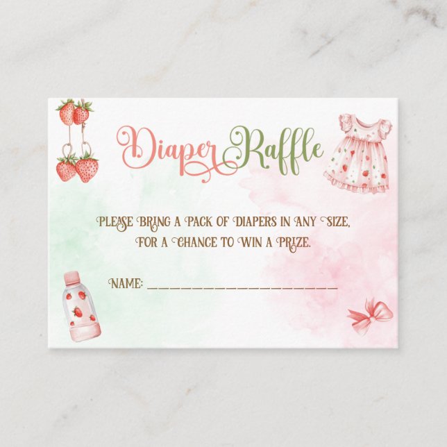 Strawberry Girl Baby Duwer Diaper Raffle Begleitkarte (Vorderseite)