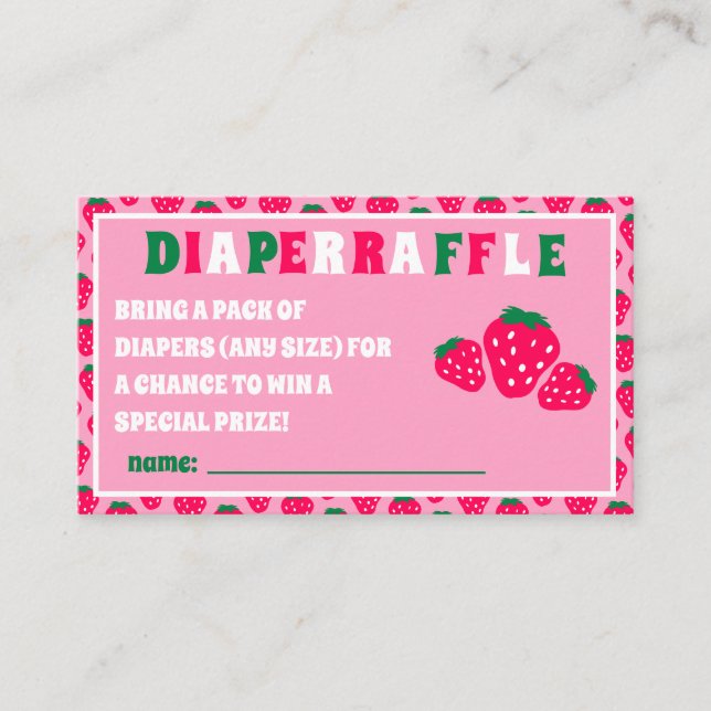 Strawberry Girl Baby Showdiaper Raffel Ticket Begleitkarte (Vorderseite)