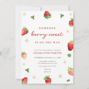 Strawberry Girl Berry Sweet Baby Shower Einladung