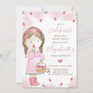 Strawberry Girl Birthday Einladung