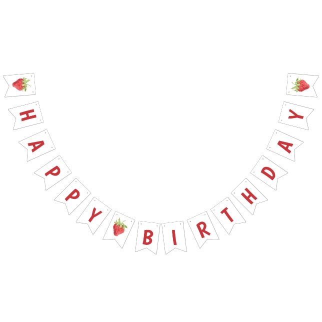 Strawberry Girl Birthday Happy Birthday Wimpelkette (Alle)