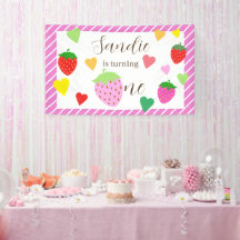 Strawberry Girl Birthday Party Banner