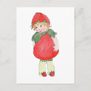 Strawberry Girl - Vintage Illustration Postkarte