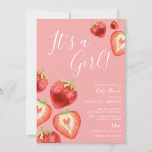 Strawberry Girl's Baby Shower Einladung