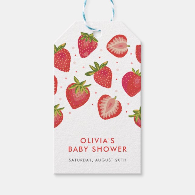 Strawberry Girls Babydusche Geschenkanhänger (Vorderseite)