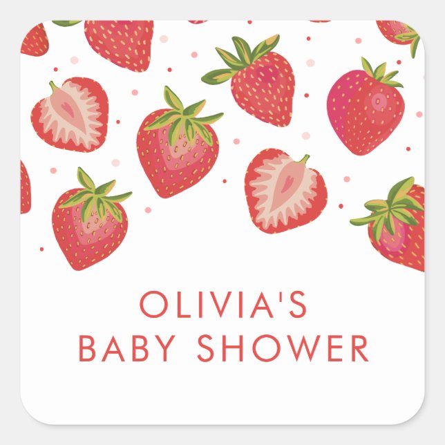 Strawberry Girls Babydusche Quadratischer Aufkleber (Vorderseite)
