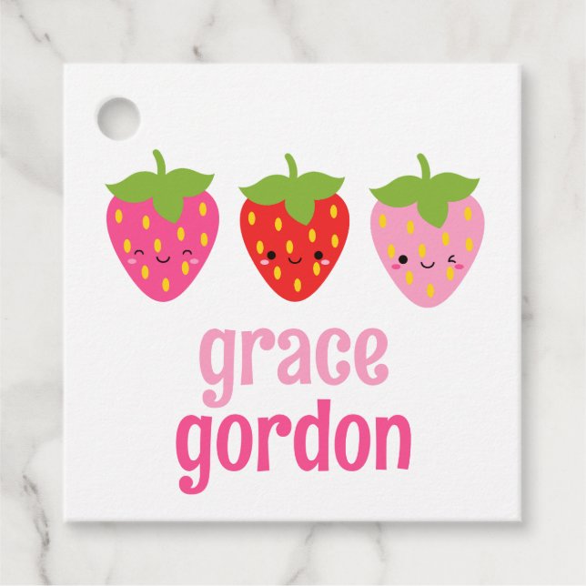 Strawberry Girls Gift Tags Geschenkanhänger (Vorderseite)