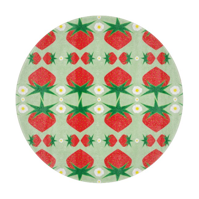 Strawberry Glass Cutting Board Schneidebrett (Vorderseite)