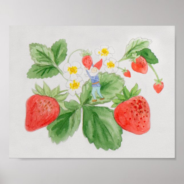 Strawberry Gnome art Print Poster (Vorne)