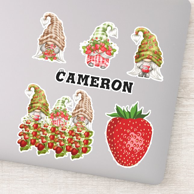 Strawberry Gnome Collection Name Frucht Liebe 8" Aufkleber (Detail)