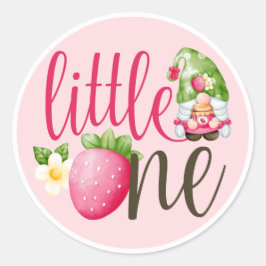 Strawberry Gnome Garden Little One 1. Geburtstag Runder Aufkleber