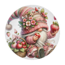 Strawberry Gnome Glass Cutting Board Schneidebrett