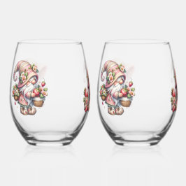 Strawberry Gnome Stemless Wineglass Set Weinglas Ohne Stiel