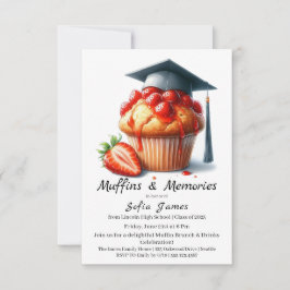 Strawberry Graduation Cupcake Brunch Celebration Einladung